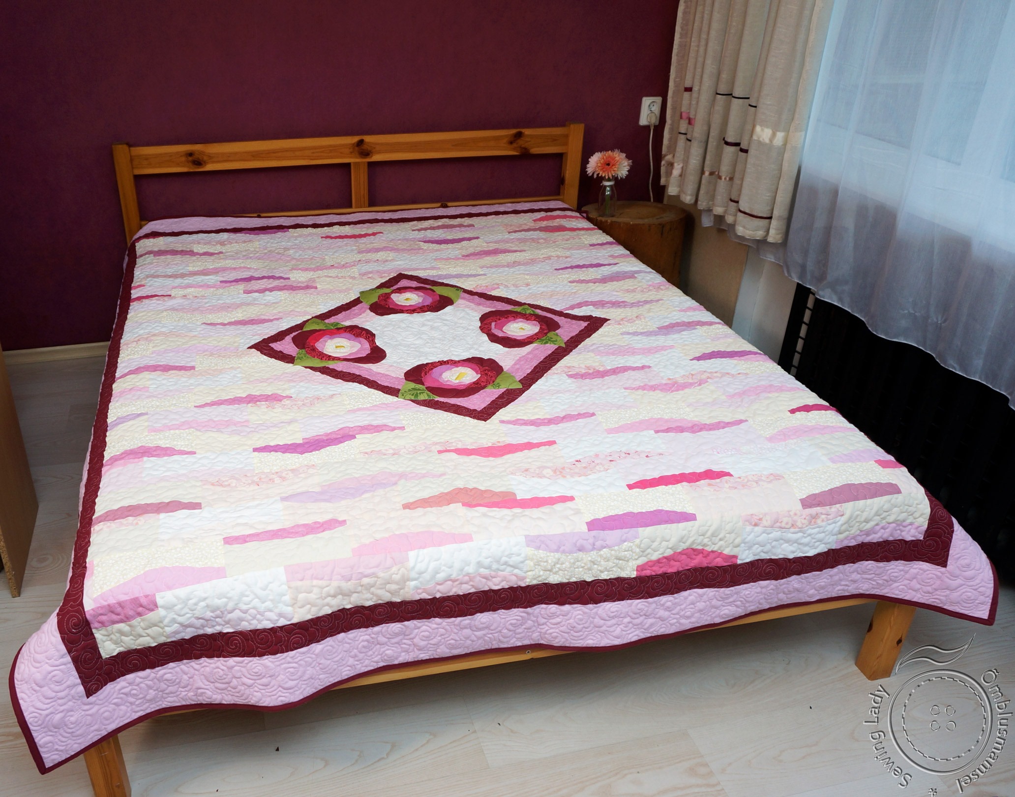 Romantiliselt roosiline lapitekk (185 x 220 cm)