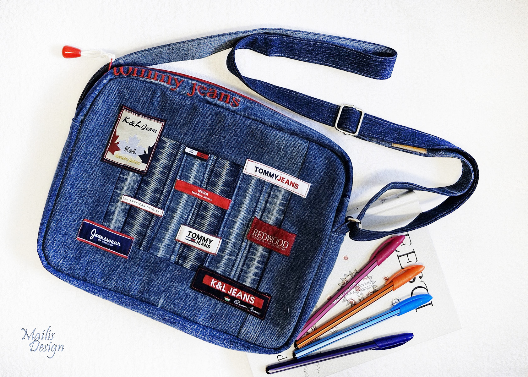Teksakott, väike õlakott, denim crossbody bag