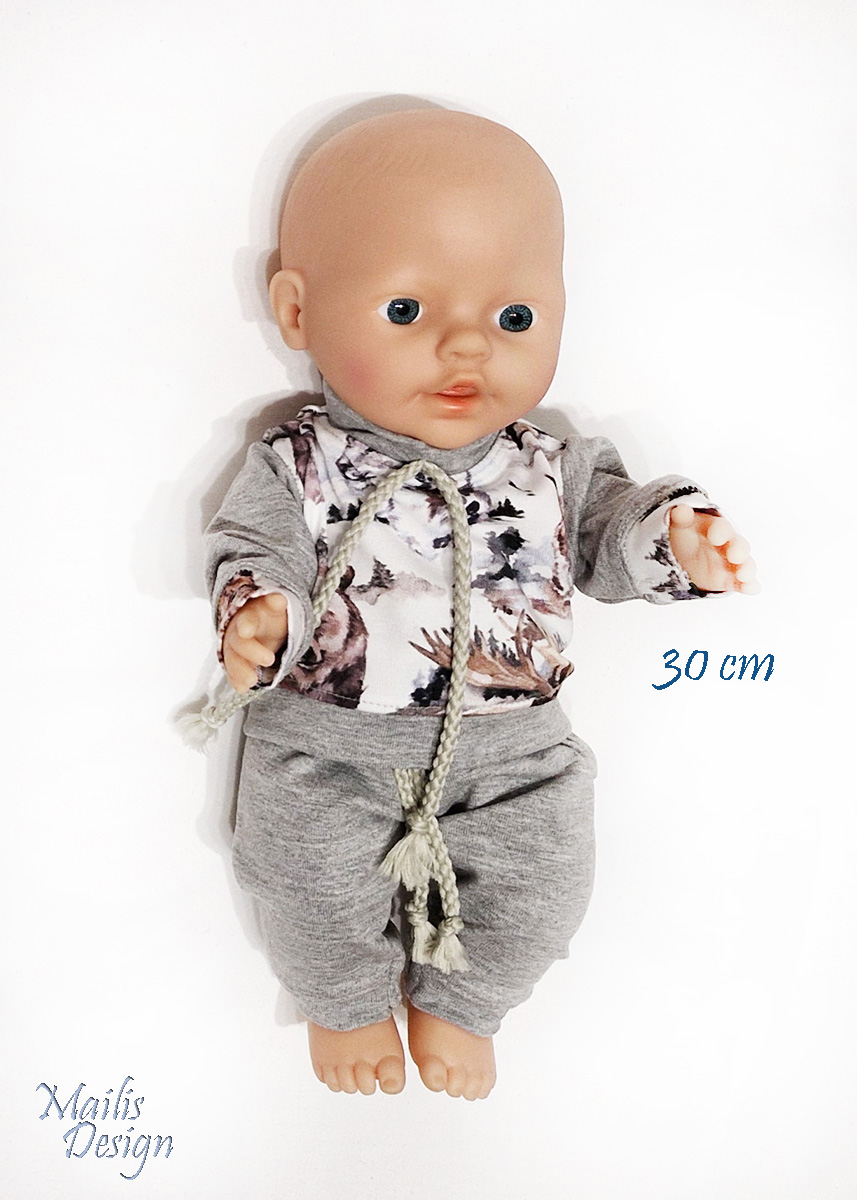 Nukuriided 30 cm nukule, hallid dressid loomadega