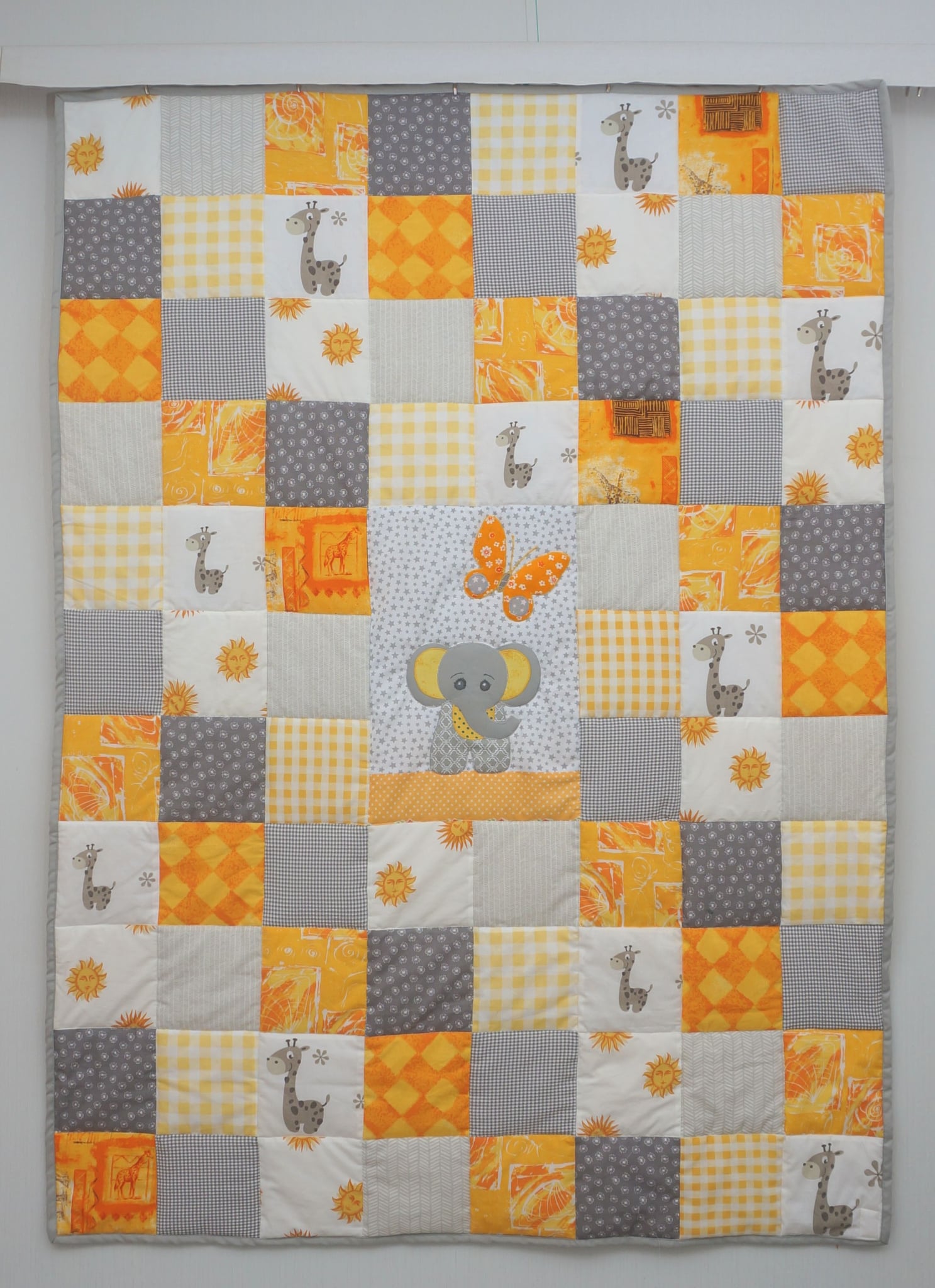 Lapitekk lastele Elevant Eduard (150 x 110 cm), kollane/hall
