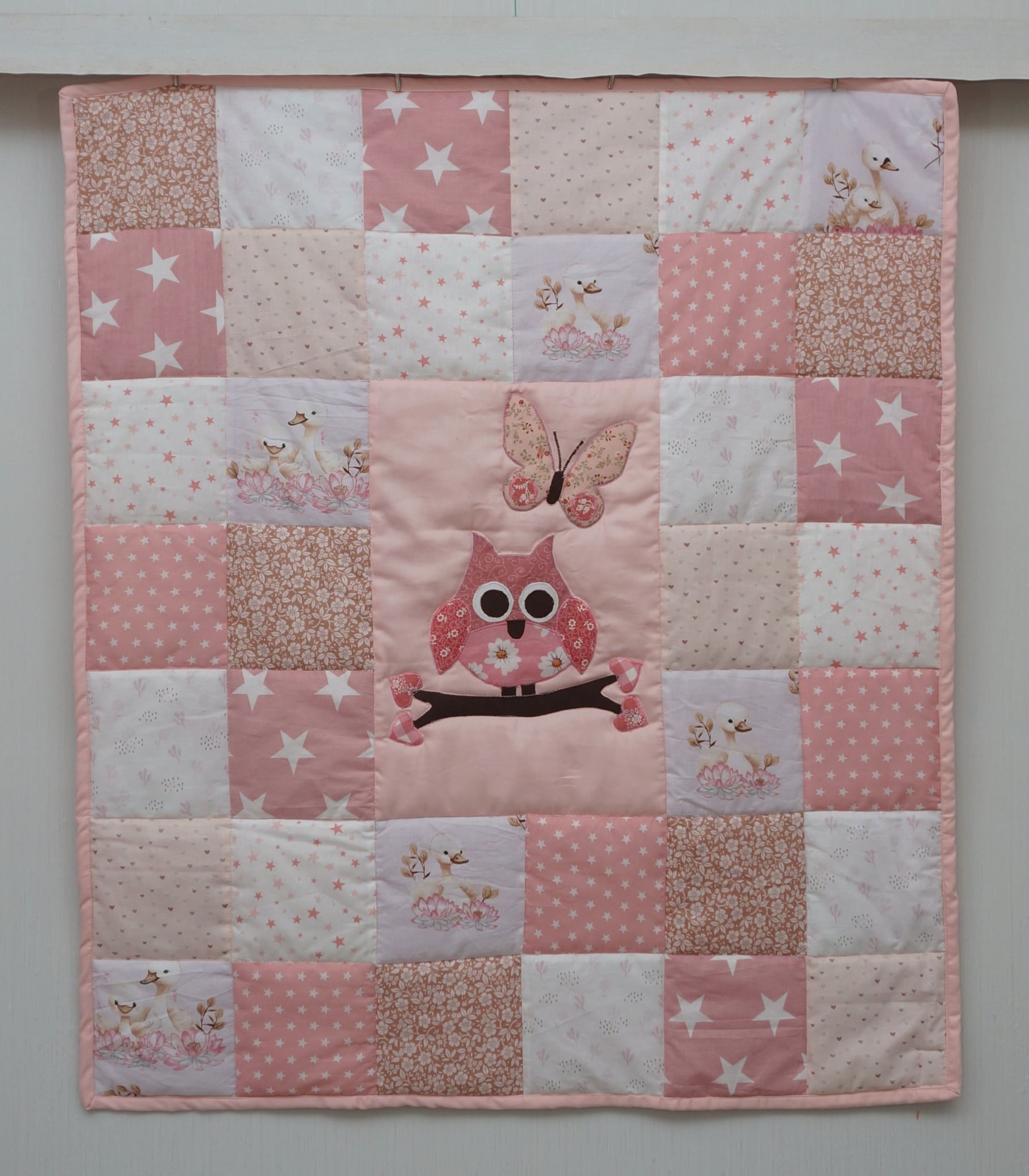 2609 Baby Quilt 02 Owl pink